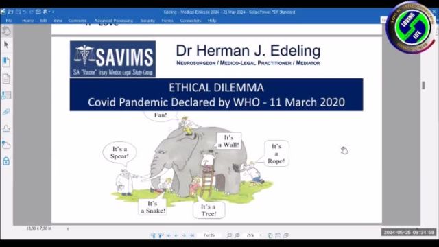 Presentation by Dr Herman Edeling on medical ethics and the integrity crisis of the health industry post the covid scam