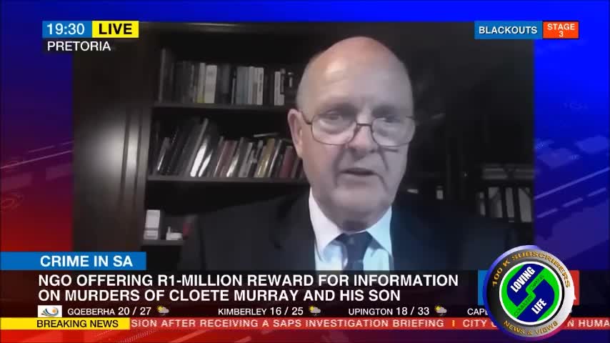 NGO offering R1m reward for information on murders of Cloete Murray and his son (liquidators investigating Bosasa)