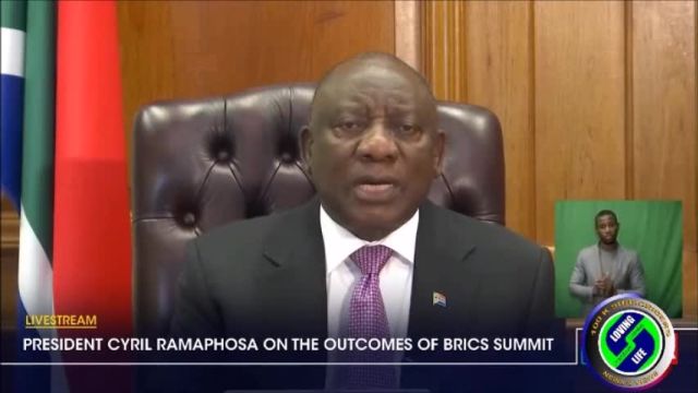 ANC Mafia boss Pinocchio and S African President Ramaphosa addresses the nation regardsing BRICS and the Lady R
