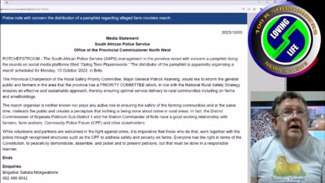 South African Police Service try to discredit the protest in Brits on 10th October after audio leaked on Police Minister Bheki Cele saying he would be there
